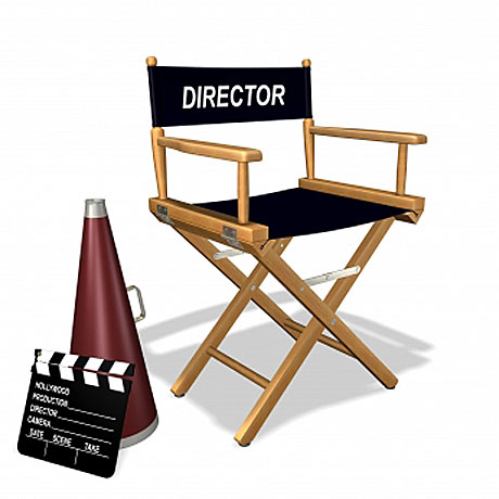 Senior actors sit in the directors seat