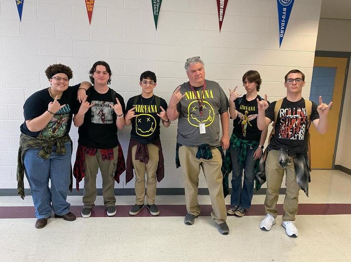 April 10 was Battle Buddies Day for Military Month of the Child. Mr. Jason Williams and his crew dressed in their finest grunge wear. (Contributed photo)